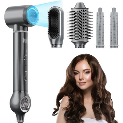 5 in 1 Hair Dryer Brush, QUICO Hair Styler 110,000 RPM 7X Faster Hair Dryers for Women 500 Million Negative Ionic Volumize Blow Dryer Brush, Hair Straightener, Air Wrap Curler No Heat Damage