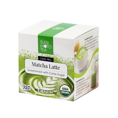 SUGIMOTO TEA Japanese Organic Matcha Latte Blend Mix 4.23 oz (120 g) Sweetened Green Tea Matcha Latte Powder