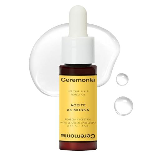 Ceremonia Aceite de Moska Hair Oil Heritage Scalp Remedy Serum Nourishing and Balancing Pre-Shampoo Treatment, 0.7 Fl. Oz. 20 Ml.