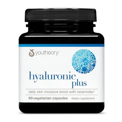 Youtheory Hyaluronic Plus - Hyaluronic Acid Supplement with Ceramides, Vitamin C, Biotin More - Supports Healthy Skin - 60 Vegetarian Capsules