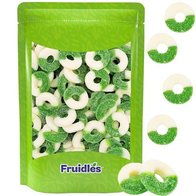 Fruidles Apple Gummy Rings Candy, Assorted Fruit Flavors Gummies, Allergy Friendly, Non-GMO, No Artificial Sweeteners Gummy (1 Pound)