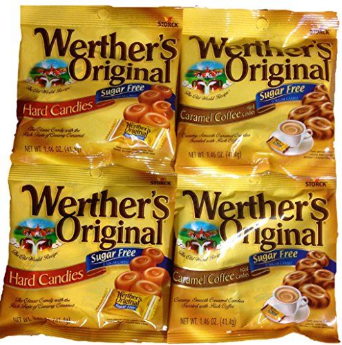 Werther&#39;s Original Sugar-Free Candies Bundle - 4 Items: Hard Candies and Caramel Coffee Hard Candies