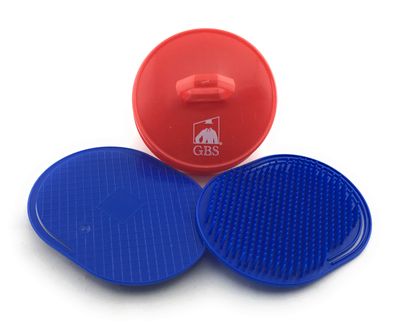 G.B.S Soft Pocket Palm Brush Portable Hair Brush and Head Scratcher Use for Women, Men, Pets Easy to Hold Massager Hair Growth Durable Pack of 3 (2 Blue Soft Pocket Palm Brush 1 Red Head Scrubber)
