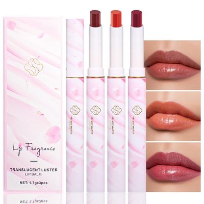 evpct 3Pcs Orange Rose Cherry Red Shine Lipstick Set, Flawless Moisturizing Lip Color Stick Glossy Lipstick Tinted Lip Balm, Sheer Shine Juicy Finish, Lightweight Hydrating Formula for Dry Lip Care
