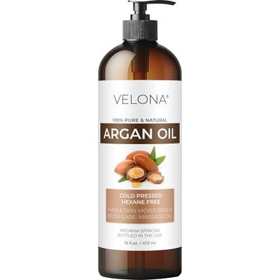 velona Argan Oil - 16 Fl Oz 100 Pure and Natural Morocco Oil Skin, Body and Face Care Nails Protector Unrefined, Cold Pressed Cap Kit