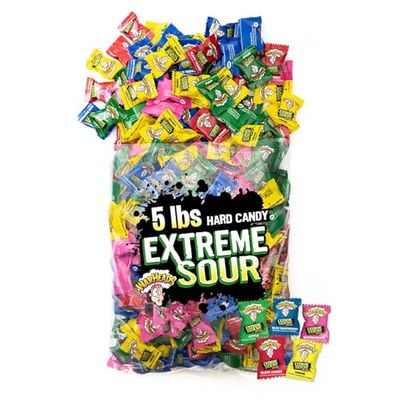 WARHEADS - Extreme Sour Hard Candy - Assorted Fruity Flavors - Sour Apple, Black Cherry, Blue Raspberry, Lemon Watermelon Flavors - 5 lb. Bulk Bag