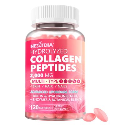 Hydrolyzed Collagen Peptides Pills for Women 2000mg Liposomal Form Type I, II, III, V, X for Optimal Absorption, Multi Collagen Softgels, Collagen Supplements with Hair, Skin Nails Vitamins 120 Cts