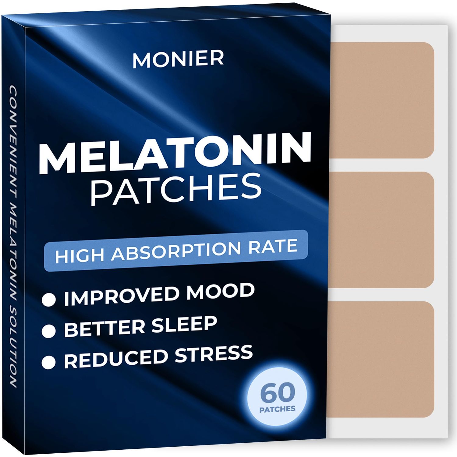 MONIER Melatonin Sleep Patches for Adults Extra Strength Easy-to-Apply Sleep Patch with Valerian Relax Wake Up Refreshed Long-Lasting Night Comfort for Men Women 60 Patches