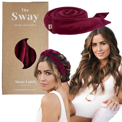 Hair Curling Ribbon Wrap: The Original Sway Heatless Curling Ribbons Luxe Velour Mane Label Hair Co. (Wine)