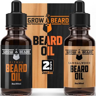 Beard Oil For Men, Beard Growth Oil, Beard Care, Best Beard Oil, All Natural, Sandalwood Citrus Scent, Mens Gifts (2 Pack Of 2 oz)