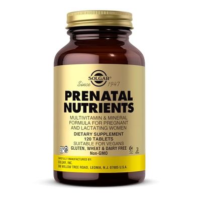 Solgar Prenatal Nutrients - 120 Tablets - Multivitamin Mineral Formula for Pregnant Lactating Women - Vegan, Kosher, Halal Gluten Free - 30 Servings