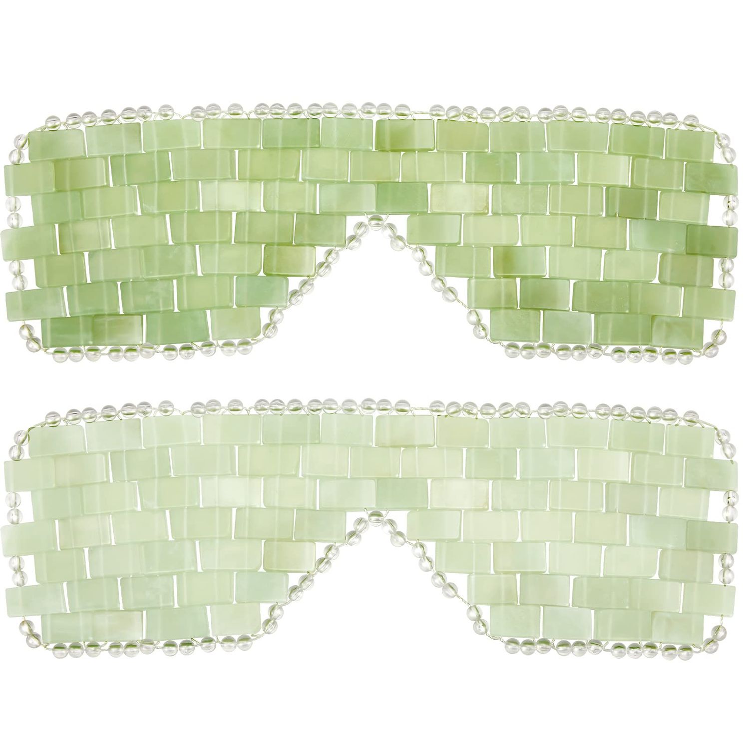 Hercicy 2 Pcs Jade Eye Mask Green Jade Stone Facial Cooling Mask for Alleviate Puffiness Face Massage Relax Eyes Relieve Migraine Meditation Beauty