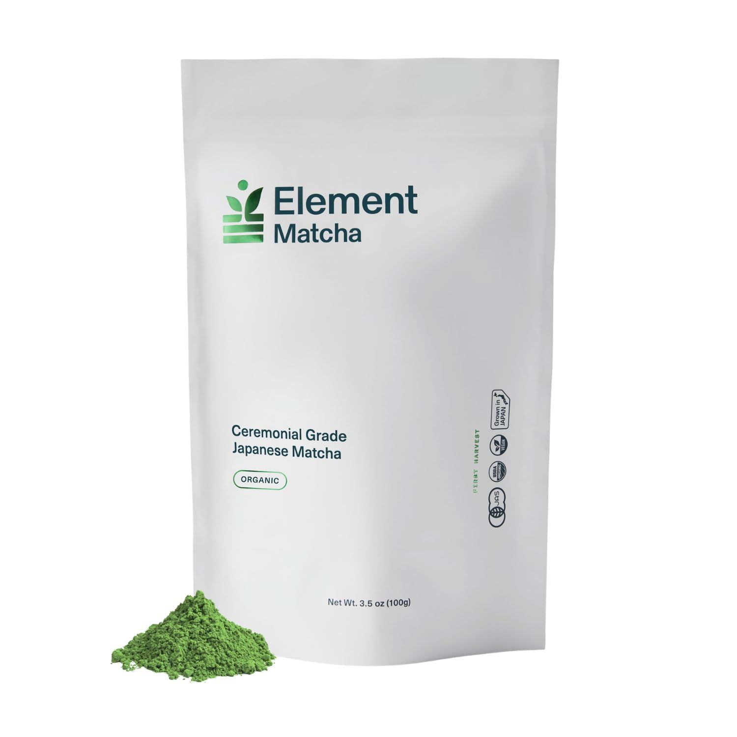 Element Matcha Ceremonial Grade 100 Organic Green Tea Matcha Powder - Authentic Japanese First Harvest for Tea and Lattes - Supports Skin, Calm Energy Superfood (3.5oz 100g)
