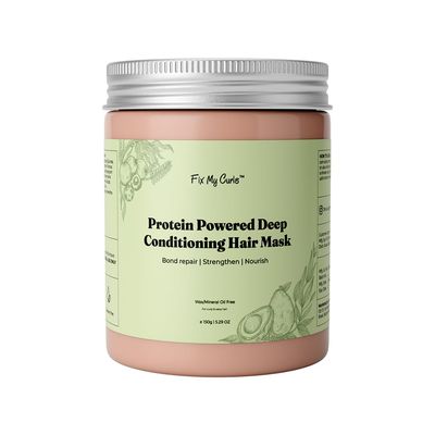 Fix My Curls Protein-Powered Deep Conditioning Hair Mask Avocado Oil, Amla for Strengthening, Hydrating Restoring Curls Enhances Bounce, Adds Shine, Boosts Elasticity for all Hair Types 5.29 oz