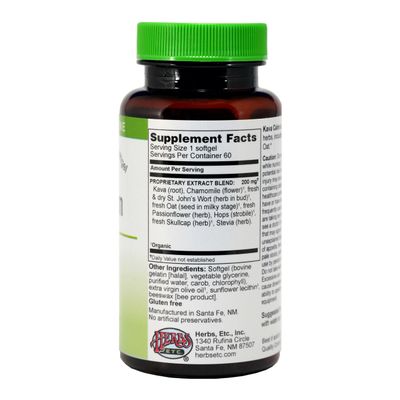 Herbs Etc. Kava Calm Complex - Herbal Supplement to Support Natural Relaxation - Supports Restful Sleep - Nerve Soothing Supplement - 60 Softgels (60 Servings)