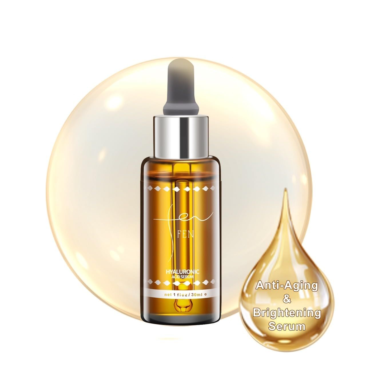fen FEN 85 Hyaluronic Acid Serum - Deep Hydration Anti-Aging Moisturizer, Lightweight Fast-Absorbing, Enriched with B5,Aloe Chamomile for Plump, Radiant, Glass Skin - 30ml 1oz
