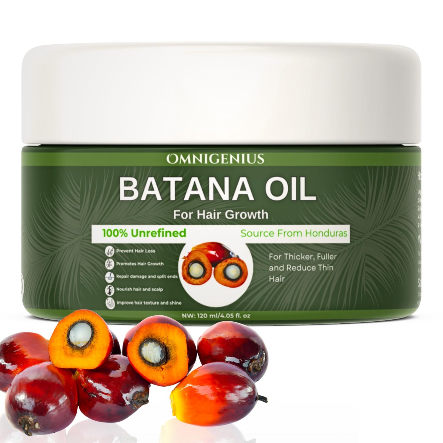 100 Raw Batana Oil for Hair Growth - Unrefined Batana Oil from Honduras - Effective Hair Treatment for Dry - Damaged Hair, Hair Loss Treatment for Men Women - Natural Cream for Healthy, Strong Hair