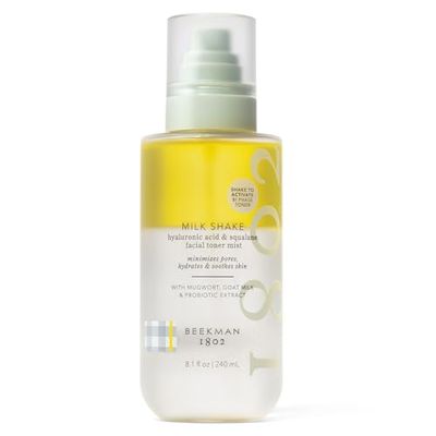 Beekman 1802 Milk Shake Hydrating Face Mist - Hyaluronic Acid Squalane Facial Mist Minimizes Pores Gently Moisturizes - Makeup Setting Spray - Fragrance-Free
