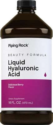 Piping Rock Liquid Hyaluronic Acid Supplement 100mg 16 fl oz Berry Flavor Vegetarian Formula Non-GMO, Gluten Free
