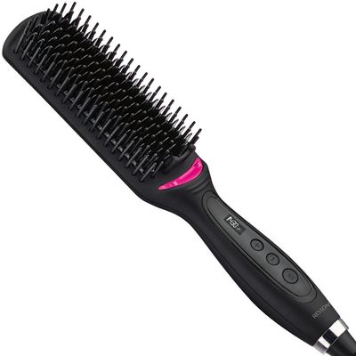 REVLON Salon One-Step Straight and Shine Heated Brush for Visibly Shinier, Smoother Hair Hair Straightener That Revives Second Day Hair with an Ion Generator That Helps Reduce Frizz