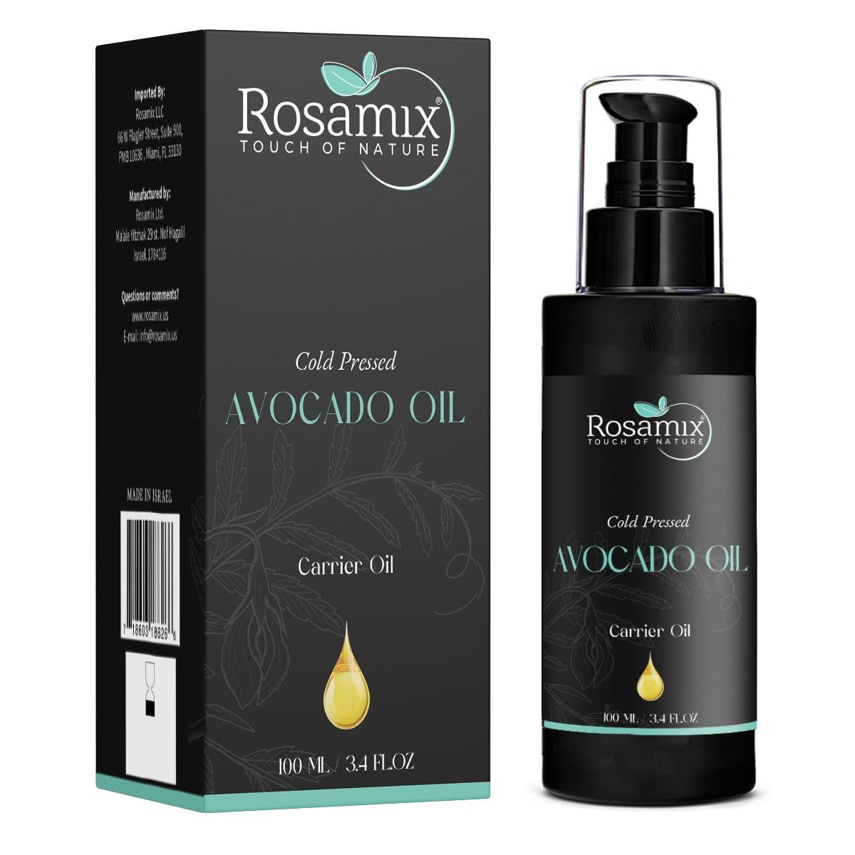 Rosamix COLD PRESSED AVOCADO OIL - 100 Pure Natural Carrier Oil For DIY Beauty - Face Skin Hair.