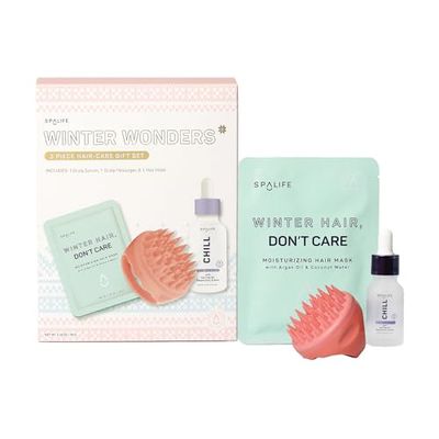 SpaLife Winter Wonders 3 Piece Hair-Care Gift Set - Revive Thrive with Moisturizing Hair Mask, Soothing Scalp Serum, and Scalp Massager