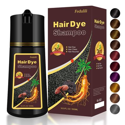 Black Hair Dye Shampoo 3 In 1, Hair Color Treated Shampoo Para Canas, 100 Gray Hair Coverage for Women Men Parent, Lasts 30 Days, Easy To Use, 500ml