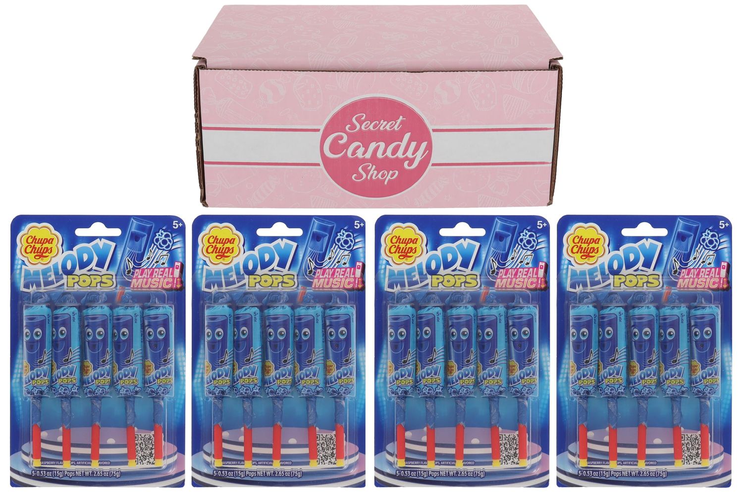 Chupa Chups Melody Pops Strawberry Lolly Lollies (Blue Raspberry, Pack of 20)