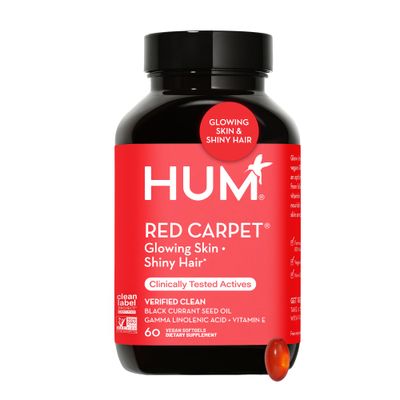 HUM Red Carpet - Skin Hair Supplement - Black Currant Seed Oil for Glowing Skin Strong Thicker Hair with Vitamin E Omegas 36 - Hair Growth Vitamins for Women (60-Count)