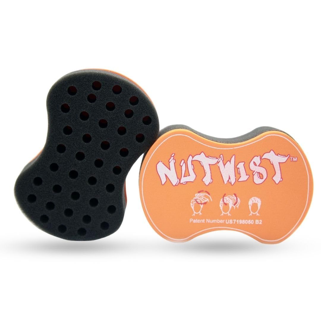 Nudred Hair Sponge for Black Men and Women, Hair Twisting Sponge, Barber Curling Care Tool, Brushes for Curling Afro Style Dreads, Curls, Coils Twists, Curl Sponge Brush with Small Holes, Orange