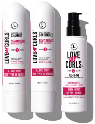 Love Ur Curls - Shampoo Conditioner Set with All in One Curl Cream Styler for Kinky Coily Hair, 3 Step System for Repair and Moisturizing