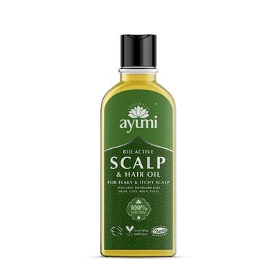 Ayumi Bio-Active Scalp Hair Oil Clinically Tested to Reduce Dandruff and Dry Flakes Soothes Itchy Scalp Pre Shampoo Treatment 5.1 Fl Oz