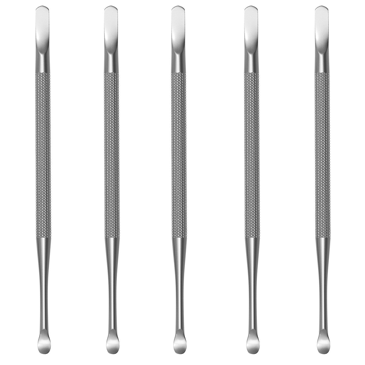 Professional Cuticle Pusher and Spoon Nail Cleaner 5 Pack Dual Sided Stainless Steel Pusher and Nail Cleaner For Nail And Cuticle Care by Sterling Beauty Tools