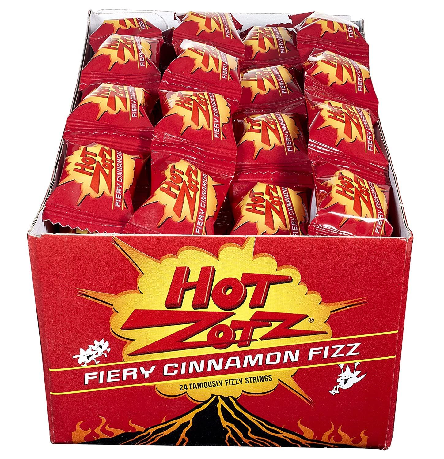 Zotz Fizzy Old Fashioned Hard Candy Fiery Cinnamon Flavored - Individually Wrapped - Filled Hard Candy - With A Fizzy Center - Gluten -Free, From Italy Since 1970 (24 Strings, Total 96 Units)
