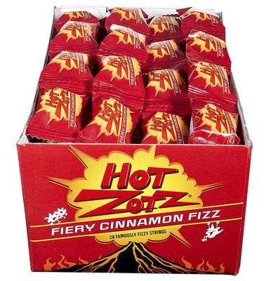 Zotz Fizzy Old Fashioned Hard Candy Fiery Cinnamon Flavored - Individually Wrapped - Filled Hard Candy - With A Fizzy Center - Gluten -Free, From Italy Since 1970 (24 Strings, Total 96 Units)