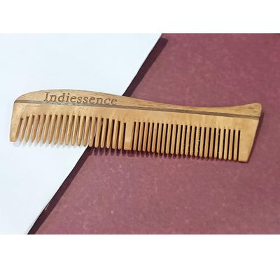 Indiessence Handmade Bamboo Wooden Combs Big Size Wood Comb - Bamboo Comb For Men Women Hair Growth - Anti Dandruff, Detangling Hair Fall Control Kanghi-Wide Tooth..