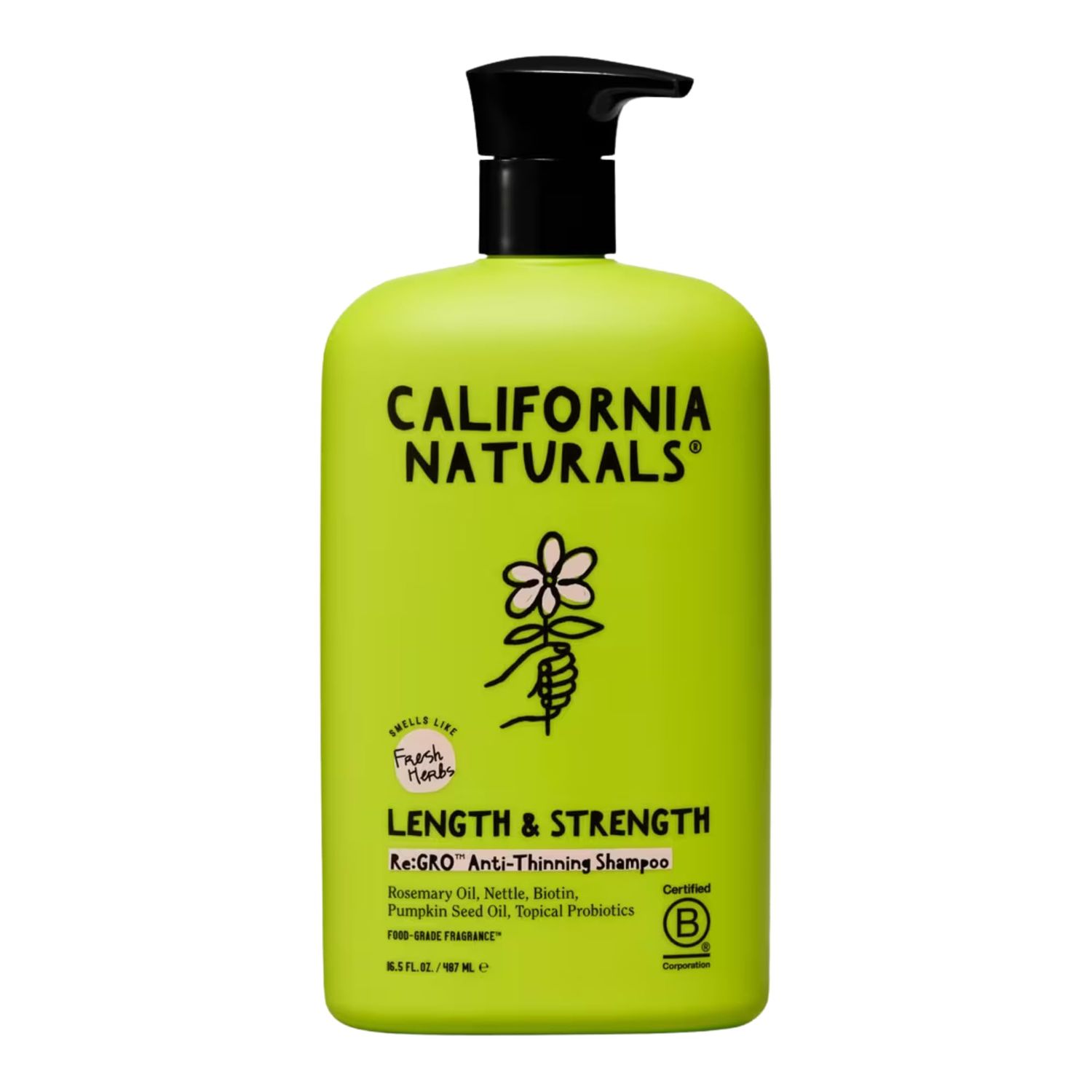 California Naturals Re:GRO Hair Shampoo, Anti Thinning Hair Growth Support, All Hair Types, Vegan, Natural, Cruelty Free, Silicone, Paraben Sulfate Free Shampoo for Women Men, 16.5 oz