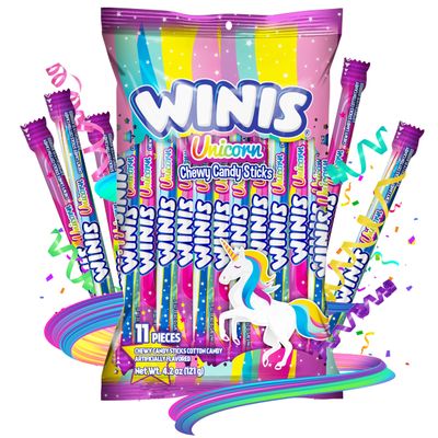 Chewy Candy Swirl, Winis Unicorn, Cotton Candy Flavored, Sharing Size 4.2 Oz Bag - 11 Pieces, Halloween assorted
