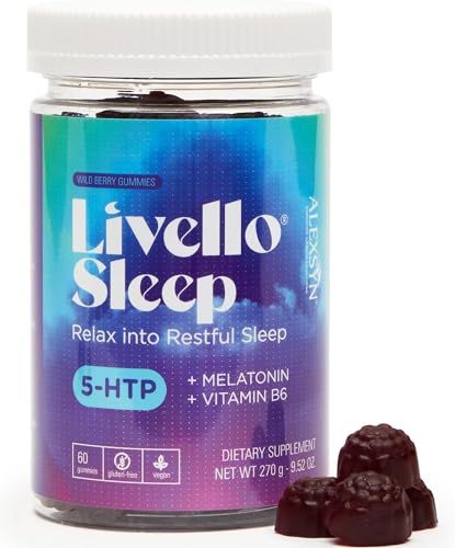 Alexsyn Livello Sleep Wild Berry Gummies - 60 Servings Natural Sleep Support with 5-HTP, Melatonin, and Vitamin B6 for Peaceful Night, Vegan Gluten-Free