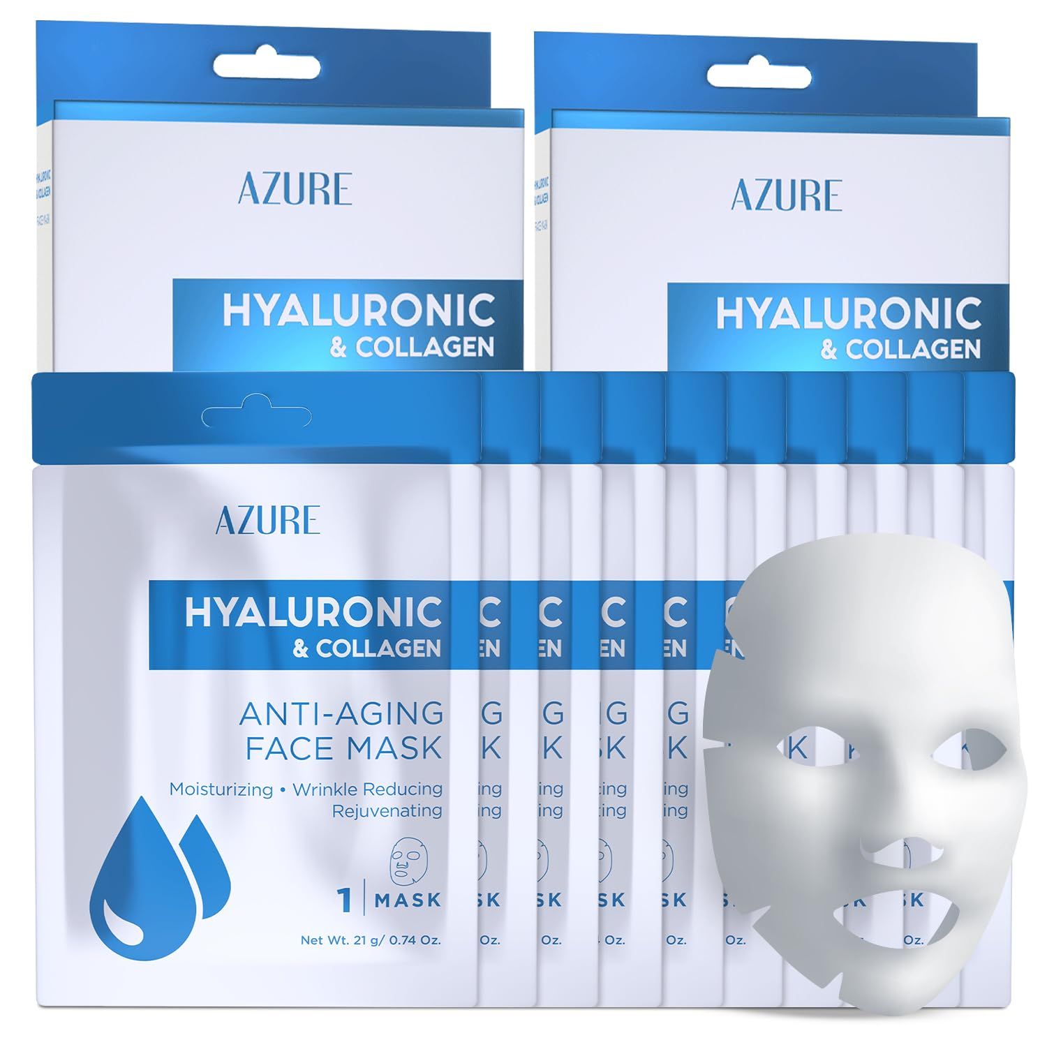 AZURE Hyaluronic Retinol Anti Aging Under Eye Pads- Moisturizing Rejuvenating Eye Mask Patches - Reduces Fine Lines, Wrinkles, Dark Circles Puffiness - Skin Care Made in Korea - 10 Pairs