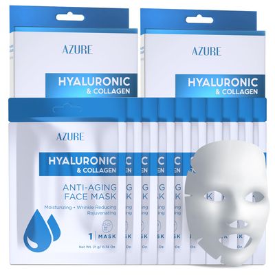 AZURE Hyaluronic Retinol Anti Aging Under Eye Pads- Moisturizing Rejuvenating Eye Mask Patches - Reduces Fine Lines, Wrinkles, Dark Circles Puffiness - Skin Care Made in Korea - 10 Pairs