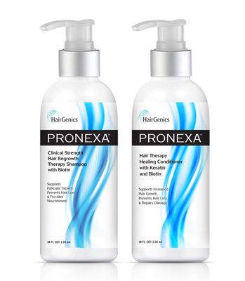 Hairgenics Pronexa Hair Growth Regrowth Therapy Hair Loss Shampoo and Conditioner COMBO pack. 2 bottles, 8 fl oz per bottle. With Biotin, Collagen, and DHT Blockers for Thinning Hair.