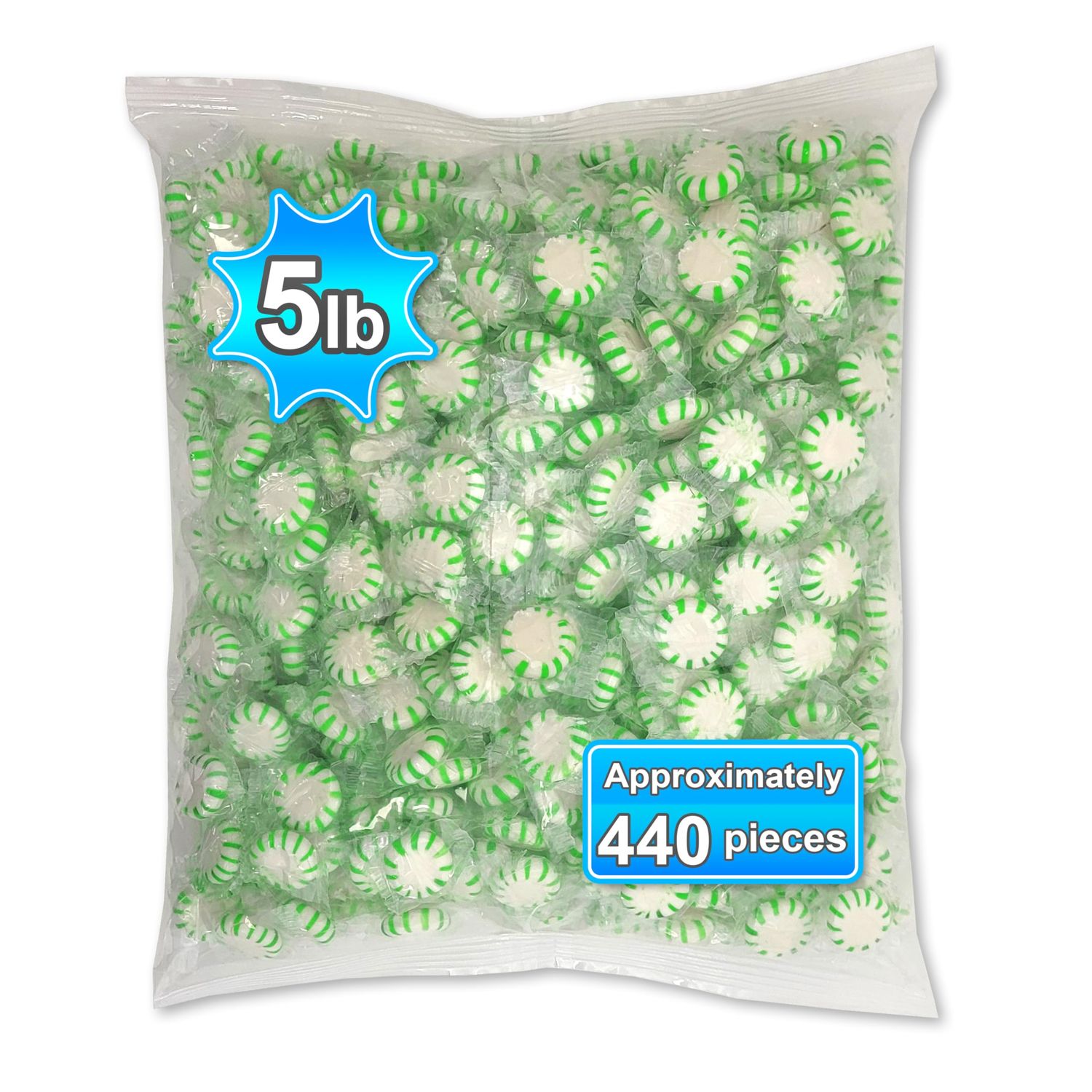 Starlight Spearmint Candy (5 Pound Bag) Individually Wrapped. (5 lb) Made with real Mint Oil and Natural Spearmint.