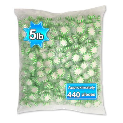 Starlight Spearmint Candy (5 Pound Bag) Individually Wrapped. (5 lb) Made with real Mint Oil and Natural Spearmint.