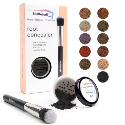 NuBeauti Hair Root Touch Up Powder - Black - Root Cover Up Hairline Concealer - Longer-Lasting Power - 11 True-to-Nature Shades - Zero Fragrance, Talc or Parabens - With Brush
