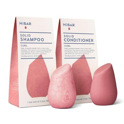 HiBAR - Curl Shampoo Conditioner Set - For Curly Hair - Define, Cleanse Nourish - Babassu, Pracaxi Butter Curl Complex - Plastic, Soap, Paraben Sulfate-Free - Color Safe Vegan - 2 Solid Bars