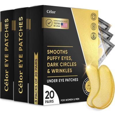 Celor Under Eye Patches for Puffy Eyes and Dark Circles - Eye Masks with Amino Acids Collagen, Eye Care for Wrinkles - Birthday Gift for Women - Skincare Self Care - USA Tested (60 Pairs)