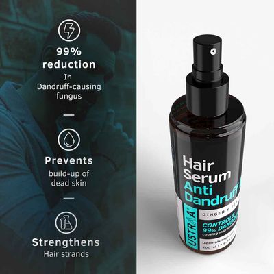 Ustraa Hair Serum Anti Dandruff for Men - 200ml - With Ginger Tea Tree, Fights Dandruff - No Sulphate, No Harmful Chemicals