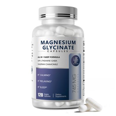 iMATCHME Magnesium Glycinate Supplement with L-Theanine, Chamomile GABA - Supports Sleep, Calmness, Muscle Relaxation for Men Women - Vegan, High-Absorption, 120 Capsules