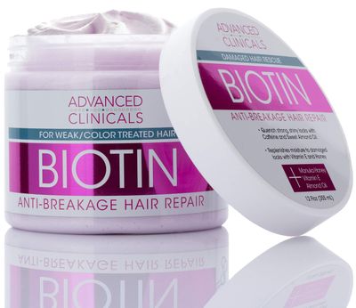 Advanced Clinicals Biotin Hair Treatment Anti-Breakage Repair Hair Mask. Strengthen Broken, Color-Treated Hair WRepairing Deep Conditioner Manuka Honey Caffeine, Hydrating Mask Restores Weak Hair